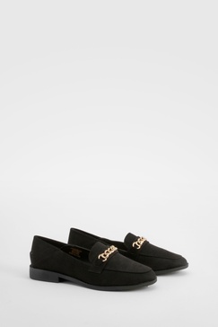 Chain Trim Square Toe Loafers