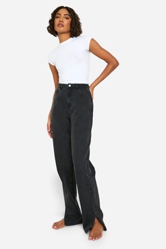 Tall Basics High Waisted Split Hem Straight Leg Jeans