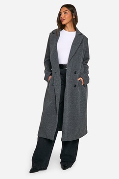 Oversized Shoulder Pad Wool Look Coat