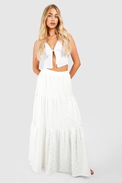 Eyelet Tiered Maxi Skirt