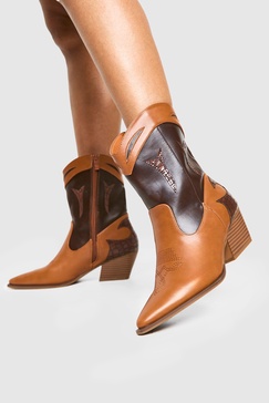 Contrast ankle western boot 