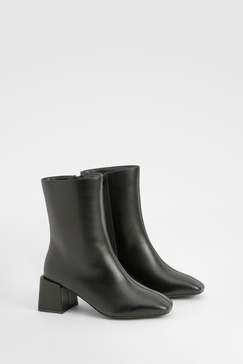 Wide Width Basic Low Block Heel Shoe Boot