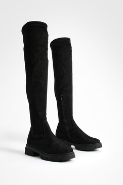 Wide Width Stretch Knee High Boots