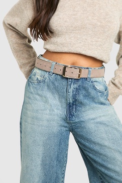 Faux Suede Chunky Gold Buckle Boyfriend Belt