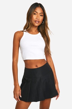 Low Rise Pleated Micro Mini Skirt 