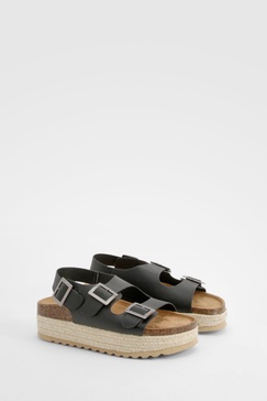 Slingback Double Buckle Flatform Sandals