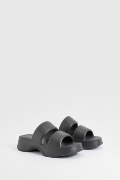 Double Strap Chunky Platform Slides