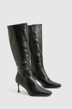 Pointed Toe Heeled Knee High Boots