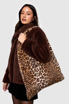 Leopard Faux Fur Tote Bag 