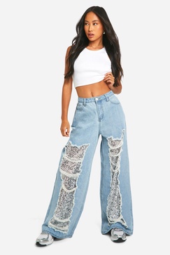 Straight Leg Sequin Insert Denim Jeans