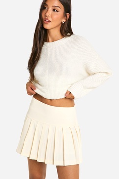 Woven Mid Rise Pleated Tennis Skirt  