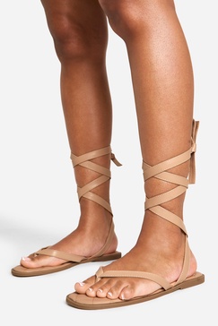 Toe Post Wrap Up Flat Sandals