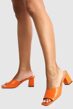 Square Toe Low Block Heel Mule