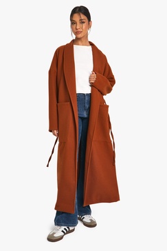 Belted Wool Look Coat