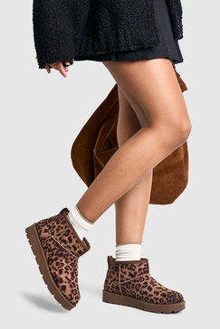 Leopard Cosy Mini Ankle Boots