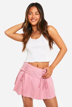 Lace Up Pleated Tennis Skirt