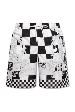 Versace Check-Printed Drawstring Swim Shorts