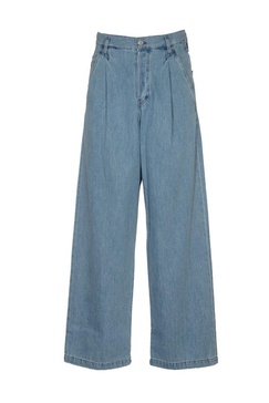 Dries Van Noten Logo Patch Wide Leg Jeans