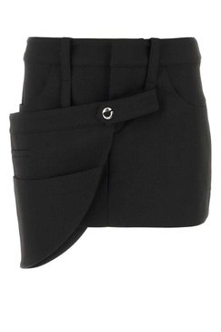 Black Stretch Polyester Blend Miniskirt