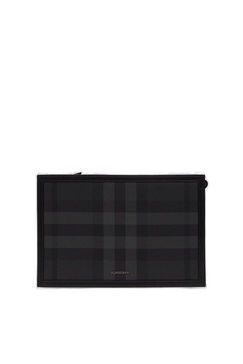 Burberry Frame Logo Plaque Checked Clutch Bag