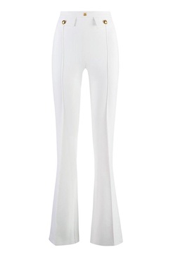 Elisabetta Franchi Logo Rivet Stretch Crepe Palazzo Trousers