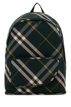 Burberry Shield Checkered Woven Zipped Backpack