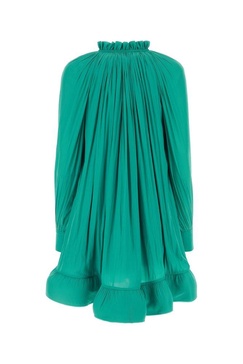 Lanvin Charmeuse Ruffle Detailed Mini Dress