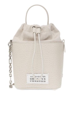 White '5a Bucket' With Chain Adjustable Shoulder Strap In Leather Woman