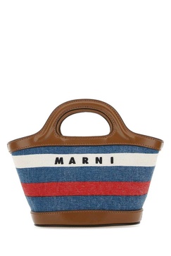 Marni Tropicalia Logo Embroidered Striped Tote Bag