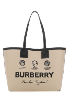 Medium leather-trimmed canvas tote bag