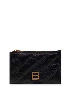 Women's Crush Long Coin And Card Holder Quilted in Black