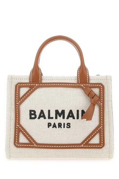 Balmain B Army Small Canvas And Leather Tote Bag