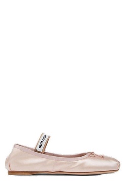 Miu Miu Logo Embroidered Ballerina Shoes