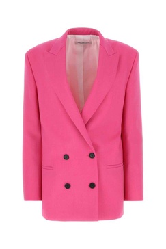 Fuchsia stretch wool oversize blazer