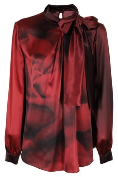 Alberta Ferretti Pussy-Bow Long-Sleeved Blouse