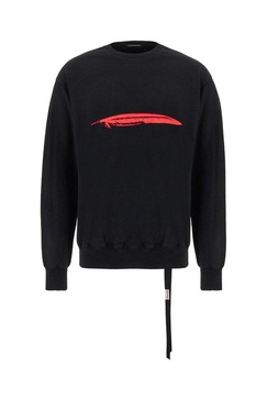 Ann Demeulemeester Feather-Printed Crewneck Sweatshirt