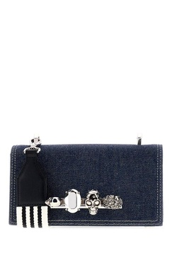 Alexander McQueen Charm Embellished Denim Messenger Bag