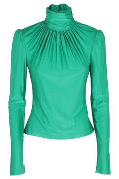 Paco Rabanne Ruched Detailed Long-Sleeved Jersey Top