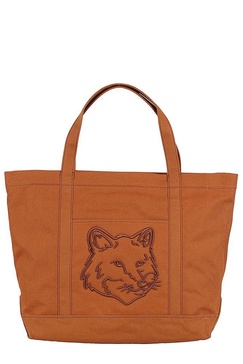 Maison Kitsuné Fox Head Embroidered Large Tote Bag