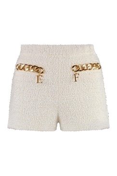 Elisabetta Franchi Maxi Chain Detailed Tweed Shorts