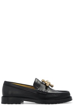 Moschino Logo Plaque Round Toe Loafers