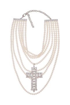 Alessandra Rich Embellished Cross Pendant Necklace