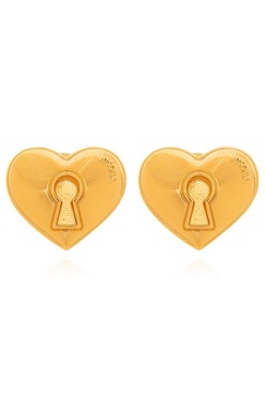 Moschino Logo-Engraved Heart Clip-On Earrings