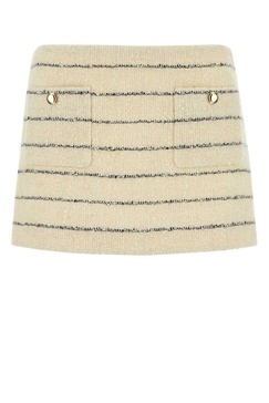 Miu Miu Woman Embroidered Boucle Mini Skirt