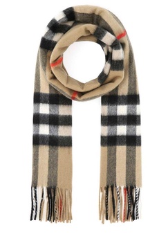 Burberry Checked Fringed-Edge Scarf