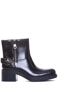 Pinko Buckled Ankle-High Biker Boots