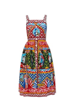 Dolce & Gabbana Carretto Printed Square Neck Midi Dress