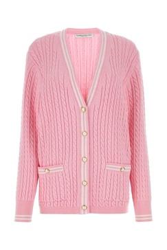 Alessandra Rich Cable-Knitted V-Neck Cardigan