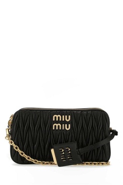 Miu Miu Matelassé logo mini shoulder bag plate