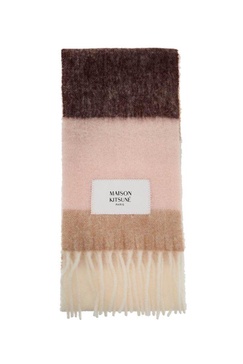 Maison Kitsuné Striped Fringed Scarf